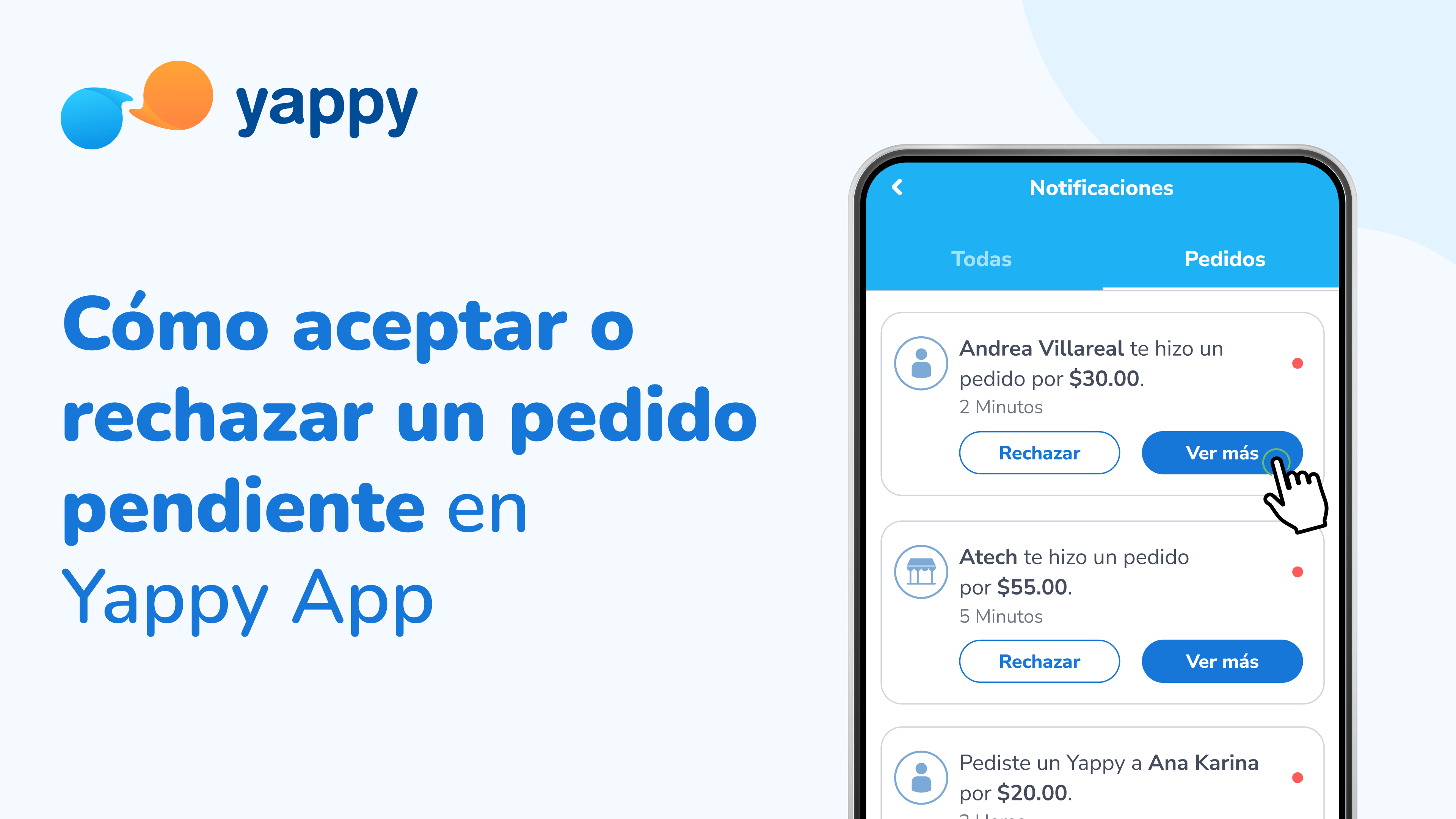 Cómo aceptar o rechazar un pedido pendiente en Yappy App - Yappy